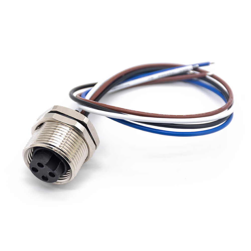 Elecbee M7/8 Jack 4 Pin Straigh Balkhead Front Mount 30cm 18AWG Single Ended Cable UnShielded