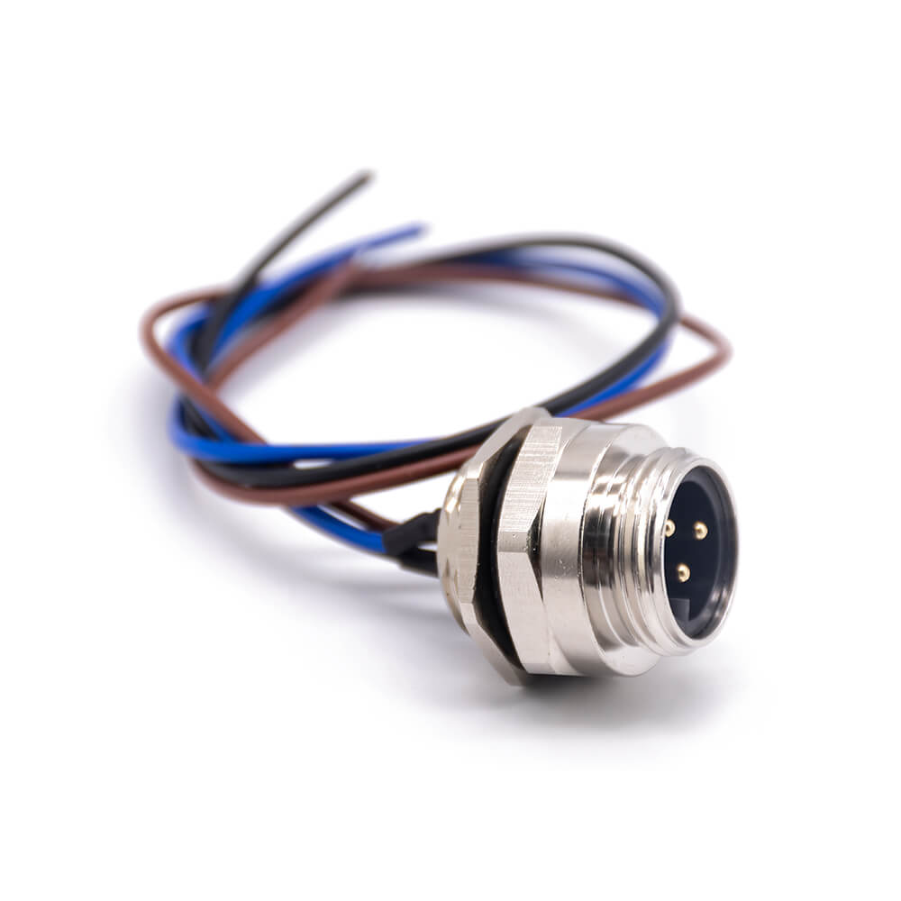 Elecbee M7/8 Plug 3 Pin Straight Balkhead Back Mount 30cm 18AWG Single Ended Cable UnShielded