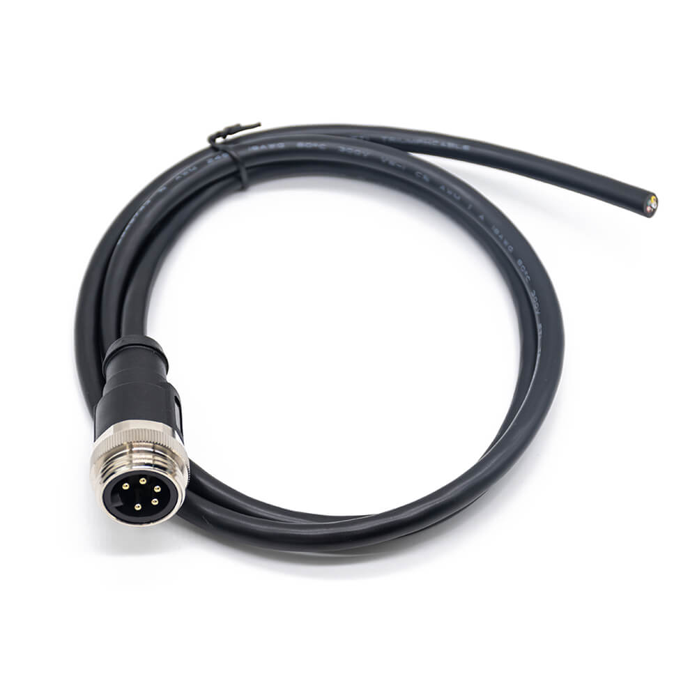 Elecbee M7/8 Plug 5 Pin Straight 1m 18AWG Single Ended Cable UnShielded Molded Cable Connector