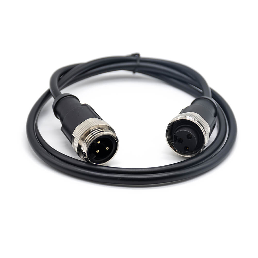 Elecbee M7/8 Straight Plug to 7/8 Straight Jack Cable Assemblies 3 Pin 1m 18AWG Cable UnShielded