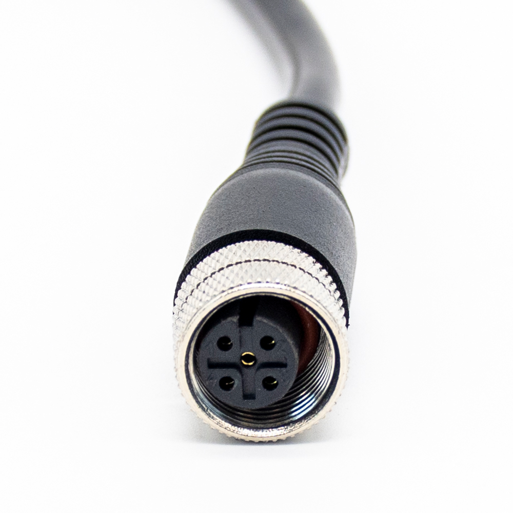 Elecbee 5 Pole M12 Cable Female Straight Connector Black Cable PVC 1.5M AWG22 A Code