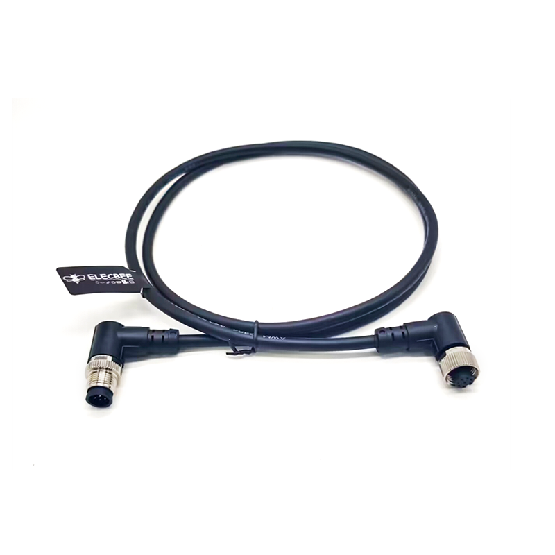 Elecbee M12 8 Pin A Code 90 Degree Male To Female Cable Crodset 1M AWG24