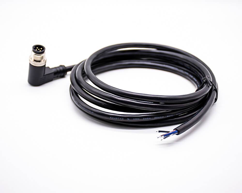 Elecbee M12 Connector 5 Pin Male Angle Overmolded Cable 2M A Code AWG22