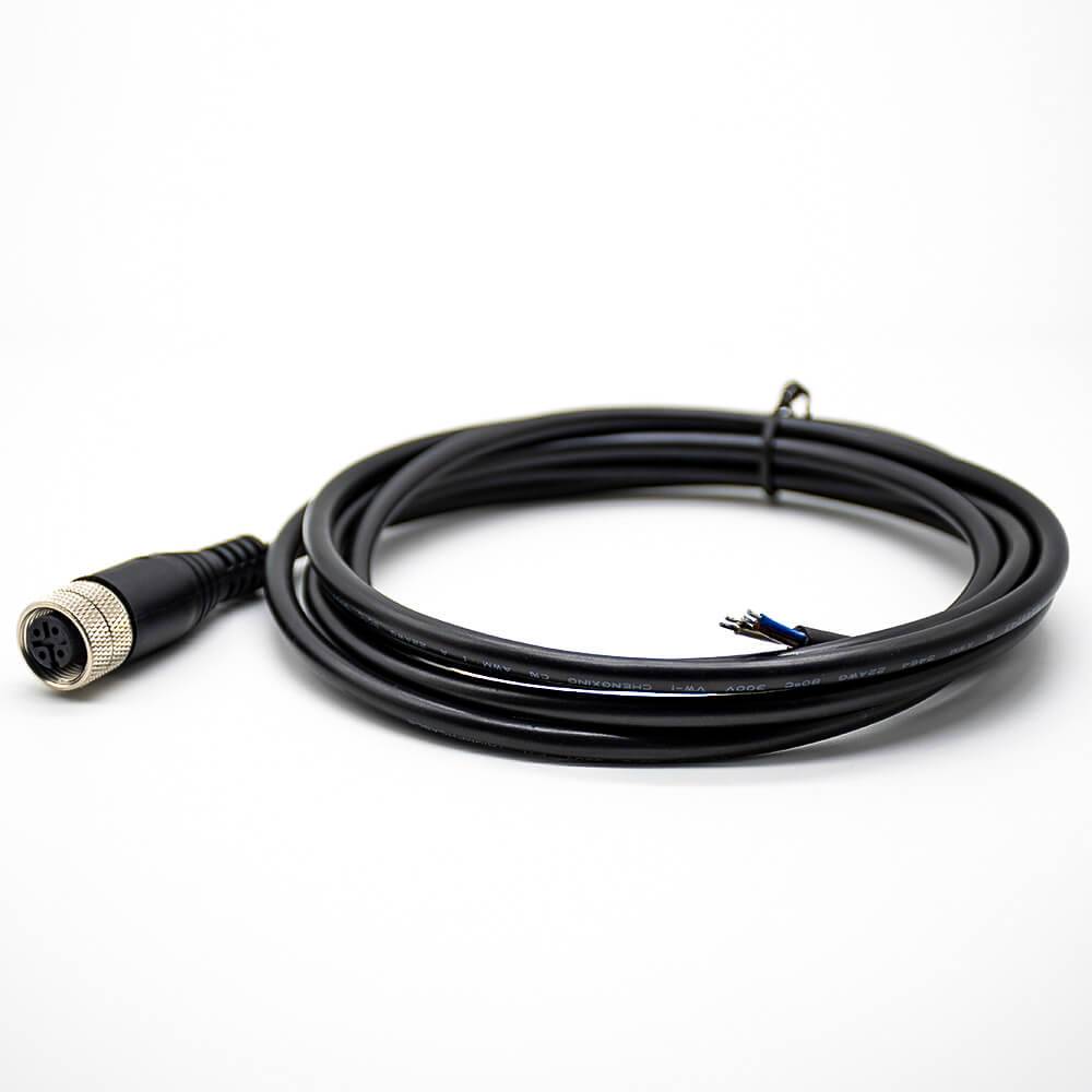 Elecbee M12 Extension Cable 4Pin Female A Code Straight Connector Molded Cable 2M AWG22