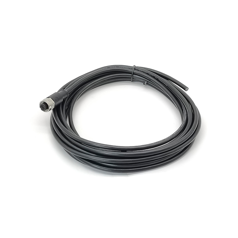Elecbee 10pcs M12 Profibus Cable 5Pin A-Coding Female Straight Molded Cable 5M AWG22 PVC Black Unshield