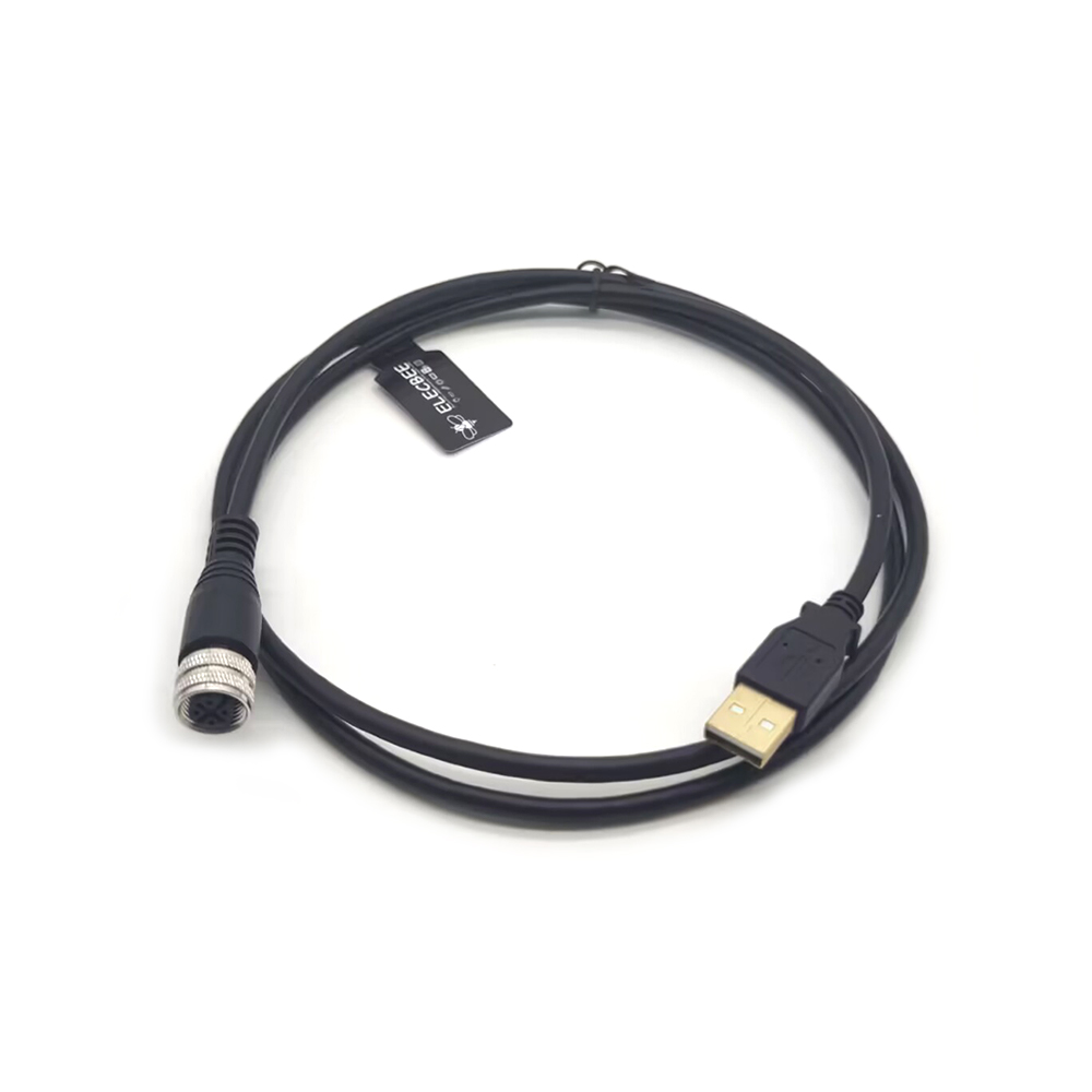 Elecbee M12 to USB Cable M12 4Pin A Code Female to USB 2.0 A Male UL2725 2824 Cable