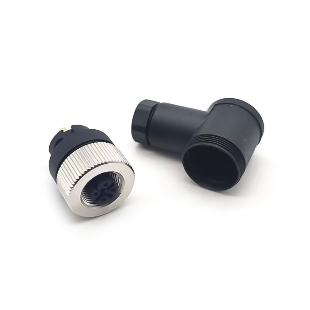 thumbnail image 2 of M12 A-Code 4-Pin Right Angle Field Assembly Female Plug – Waterproof Connector 2 of 5