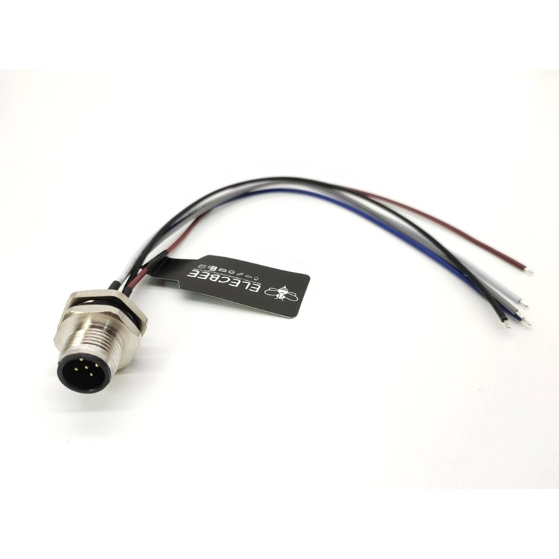 Elecbee M12 Panel Receptacles A Code Straight 5pin Male Non-shield connector with 0.2M cable length