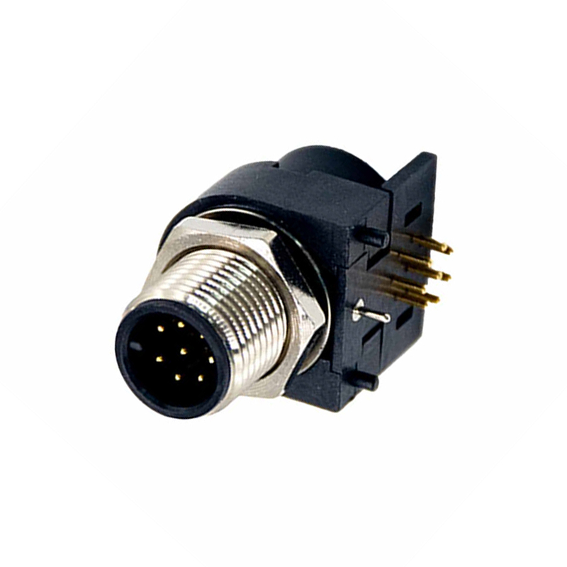Elecbee M12 Panel Receptacles A Code Right Angle 8pin Male Non-shield connector