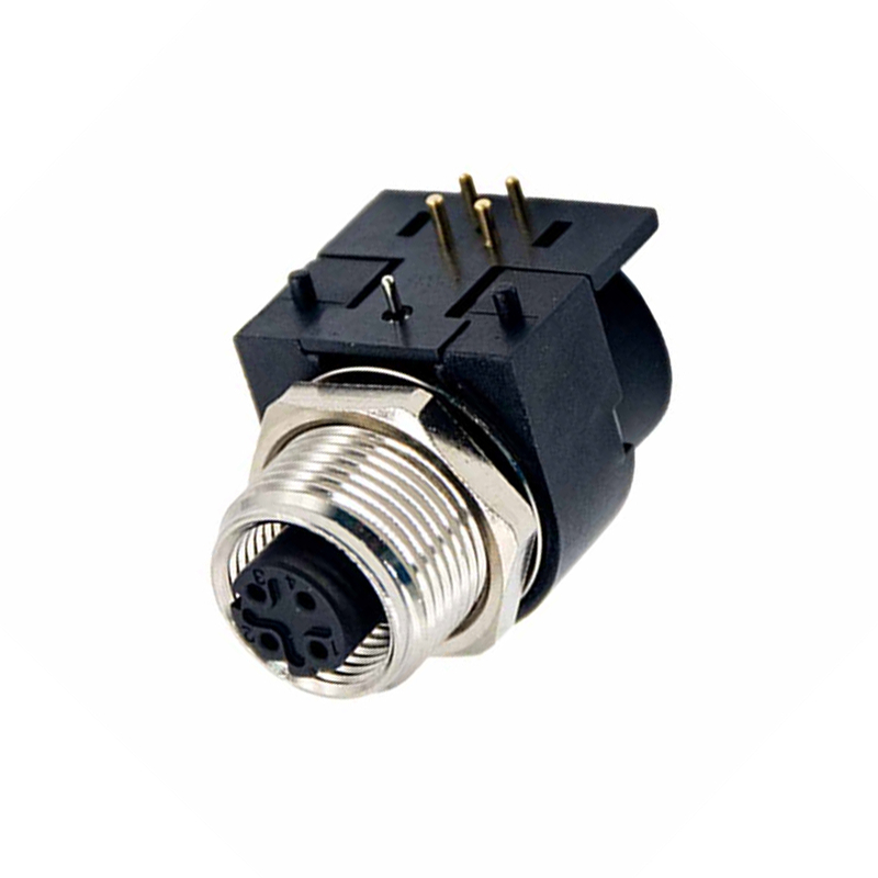 Elecbee M12 Panel Receptacles A Code Right Angle 4pin Female Non-shield connector