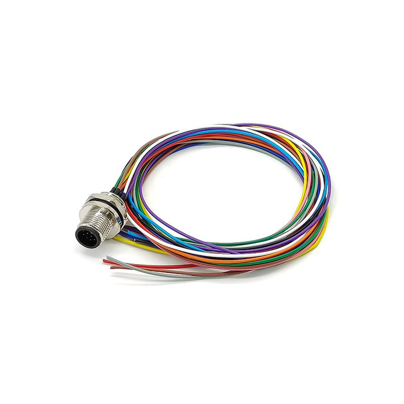 Elecbee M12 Panel Receptacles A Code Straight 12 pin  Male Non-shield connector with 0.5M cable length