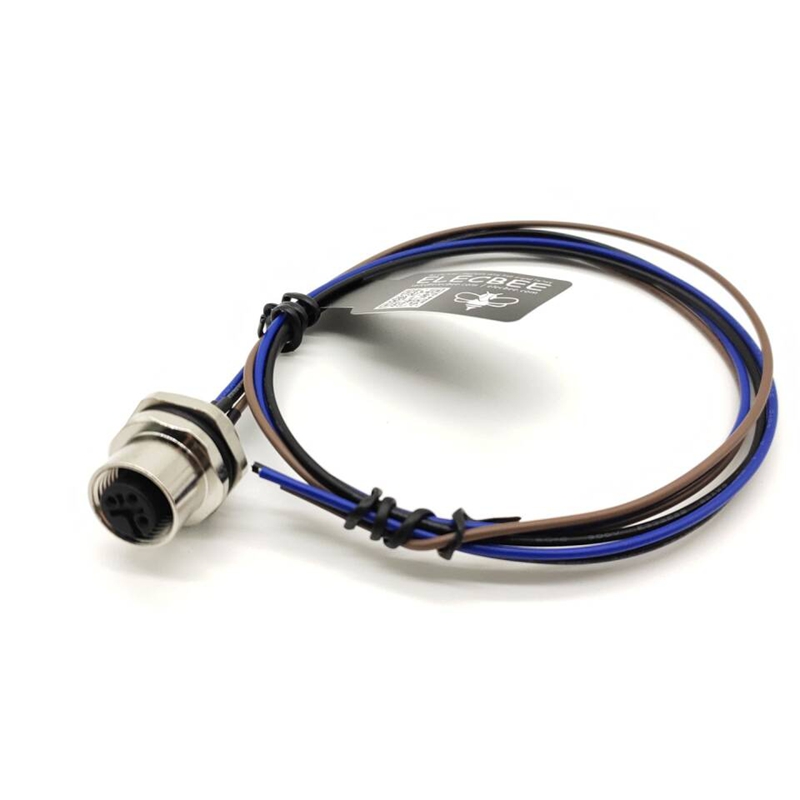 Elecbee M12 Panel Receptacles A Code Straight 3 pin  Female Non-shield connector with 0.5M cable length