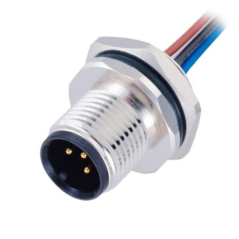 Elecbee M12 Panel Receptacles A Code Straight 3 pin  Male Non-shield connector with 0.5M cable length
