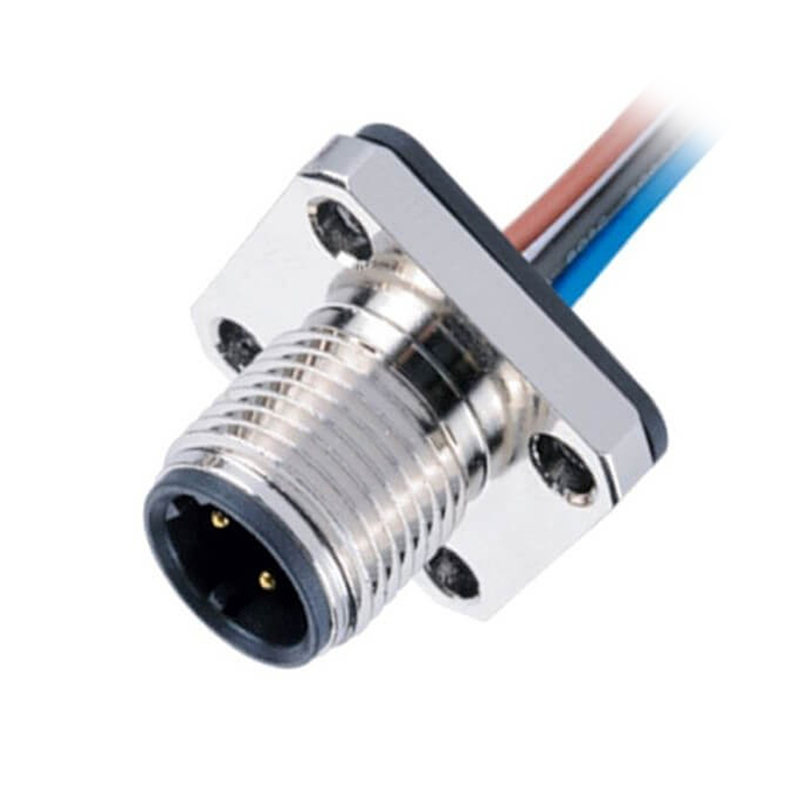 Elecbee M12 Panel Receptacles A Code Straight 4pin Male Non-shield connector with 0.3M cable length