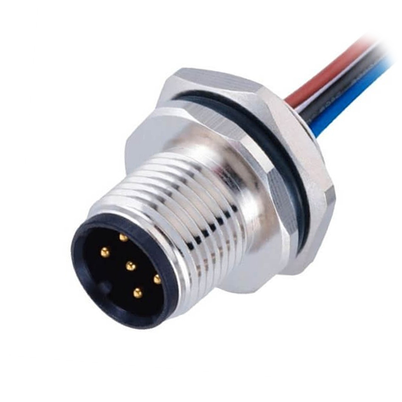 Elecbee M12 Panel Receptacles A Code Straight 5 pin  Male Non-shield connector with 0.5M cable length