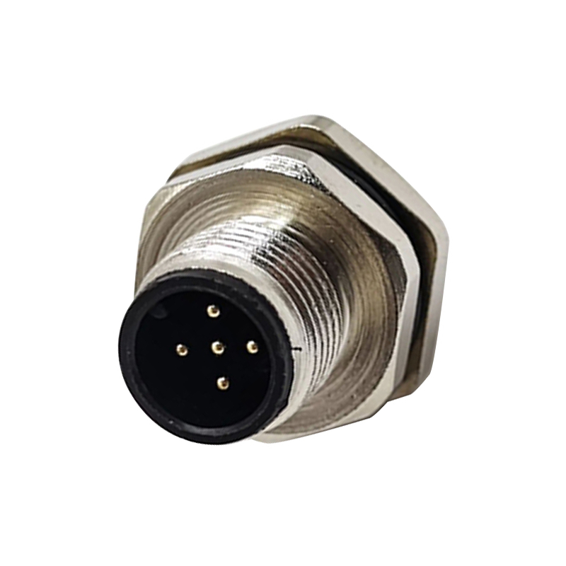 Elecbee M12 Panel Receptacles A Code Straight 5pin Male Non-shield connector