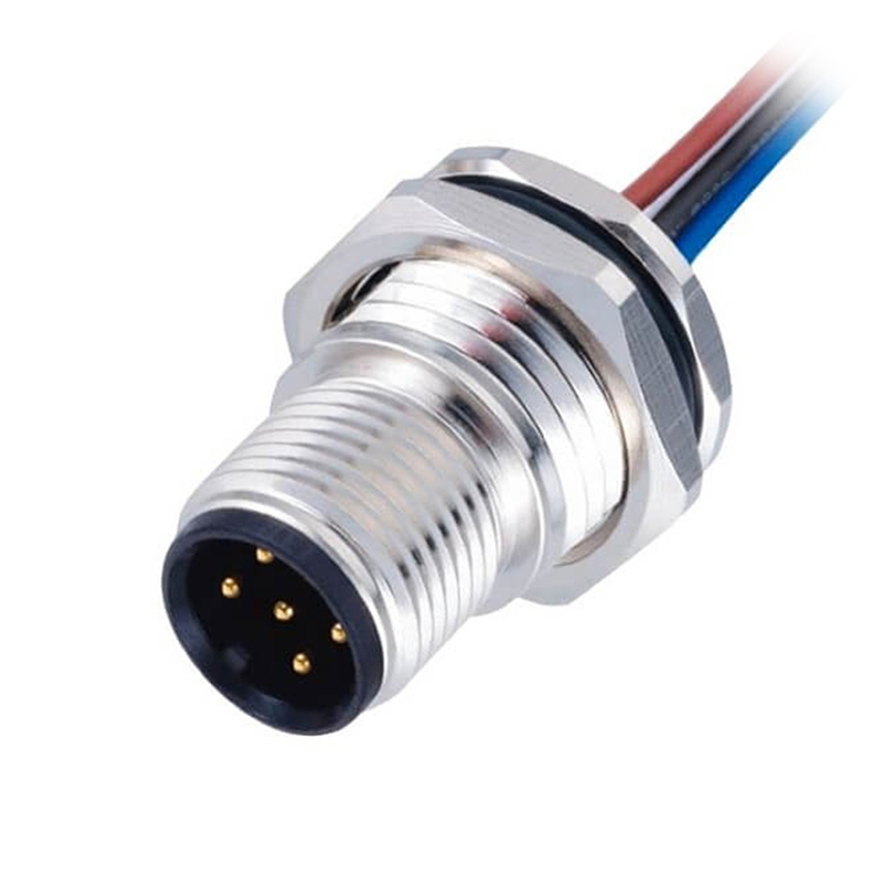 Elecbee M12 Panel Receptacles A Code Straight 5 pin  Male Non-shield connector with 0.5M cable length