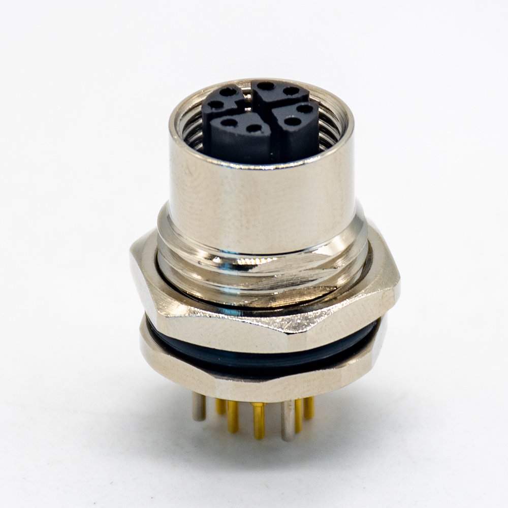 Male M12 8 Pin Bulkhead Connector Back Panel Mount | Shine Industry