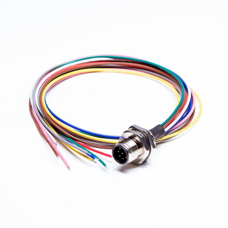 Elecbee M12 Panel Receptacles A Code Straight 8 pin  Male Non-shield connector with 0.5M cable length