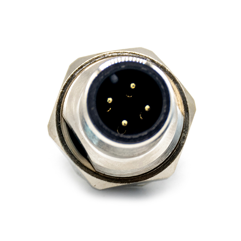 Elecbee M12 Panel Receptacles A Code Straight 4pin Male Non-shield connector