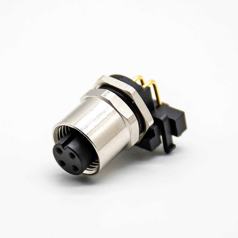 M12 Panel Receptáculos Un código derecha ángulo 4pin conector femenino ...