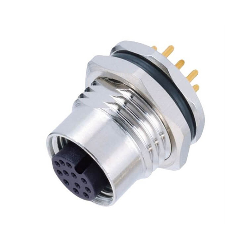 Elecbee M12 Panel Receptacles A Code Straight 12pin Female Non-shield connector