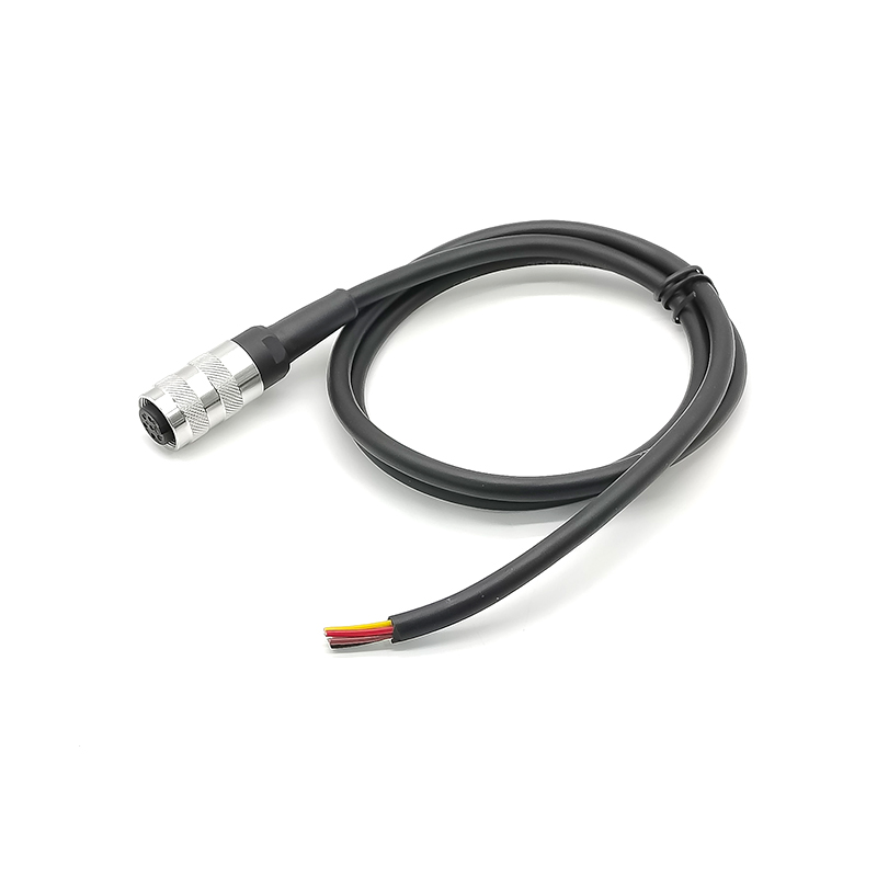 Elecbee M16 Female Type 6Pin A Code Straight Single Ended Cable 1 Meter Assembly Cable with Plastic Tail 