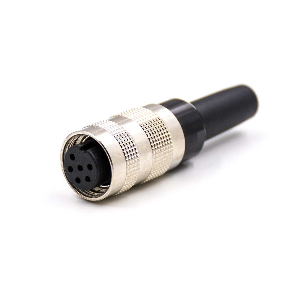 Elecbee 6 Pin Female M16 Connector Field Wireable Connector A Coded Waterproof Straight Non-Shield Connector For Cable