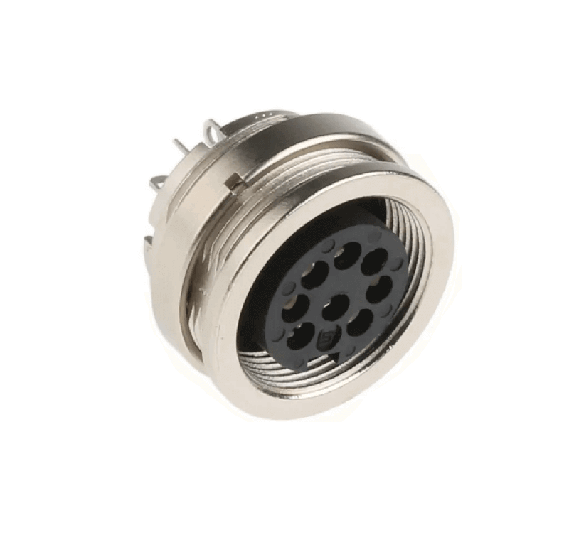 Elecbee M16 Connectors 723 Series Female Back Mount Panel Receptacles 8 Pin A Coded Waterproof 180 Degree Solder Type for Cable Connector