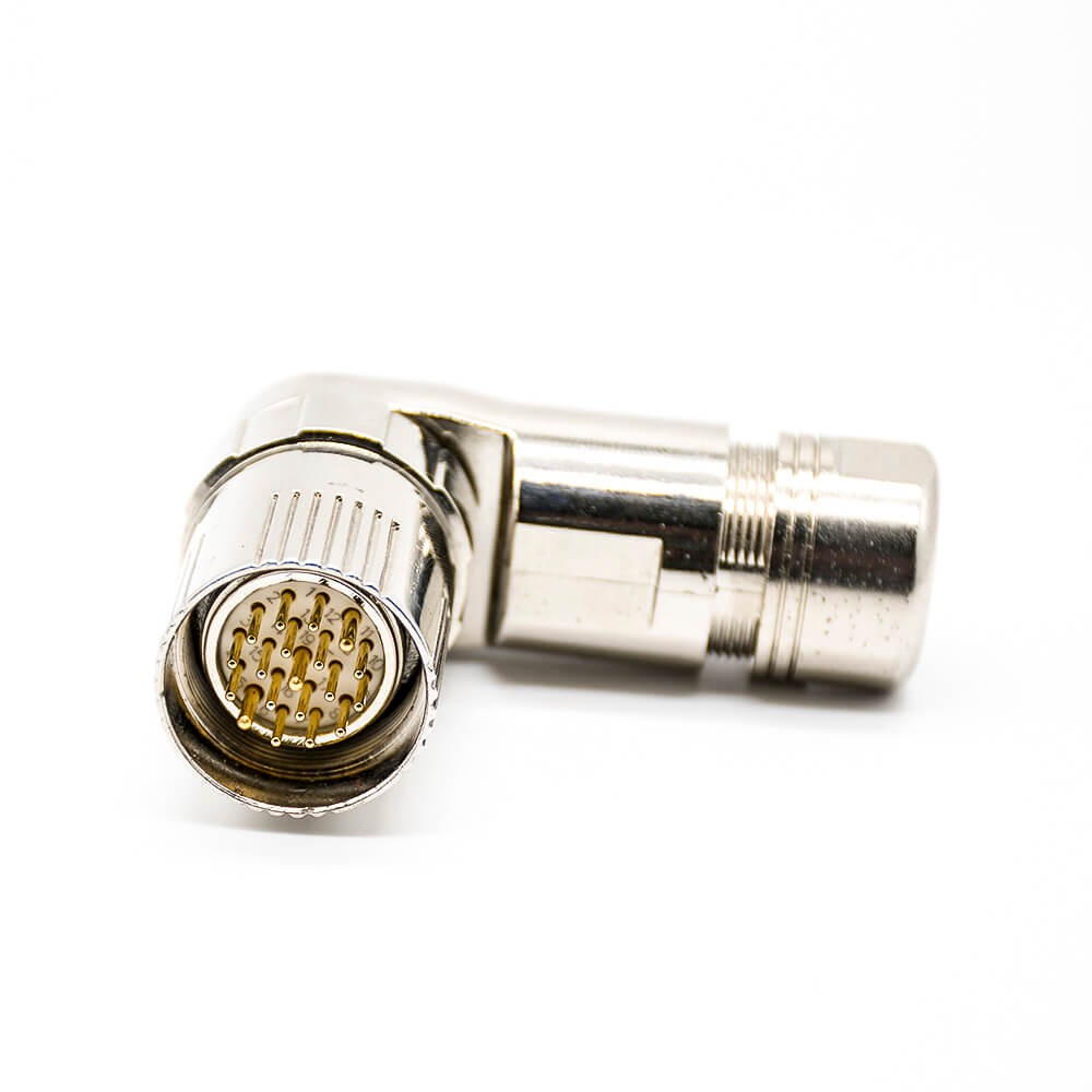 Elecbee M23 19 Pin Male Connectors Solder Type for Cable Shield 90 degree