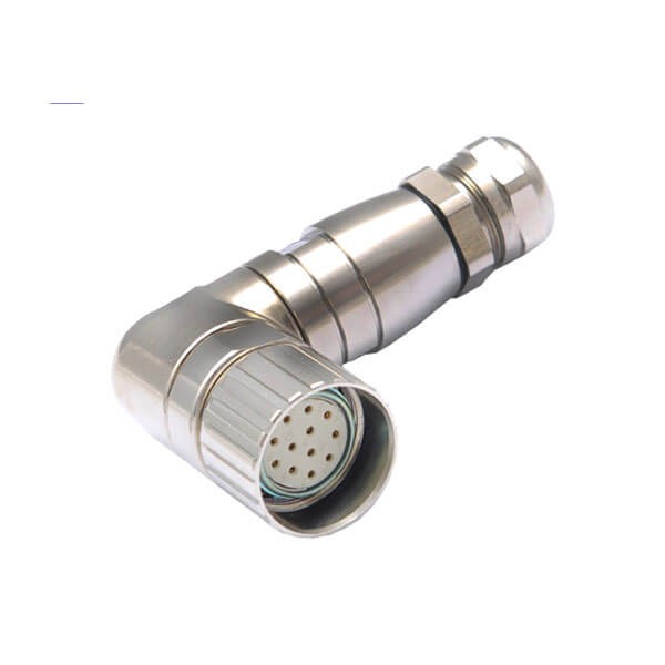 Elecbee M23 Right Angle Connector 12Pin Waterproof Female Plug Industrial Connector For Power Shield
