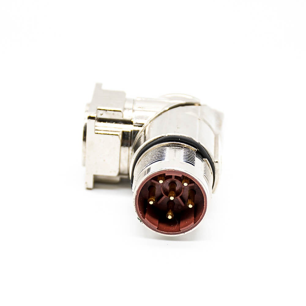 Elecbee Connector M23 6 Pin Male Solder Type for Cable Shield right angle
