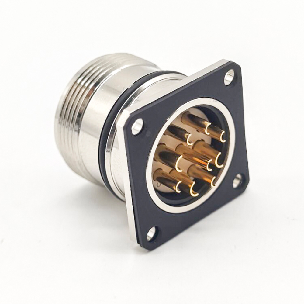 Elecbee M23 Connector 9 pin Male Solder Type Straight 4 hole flange Socket for Cable Connector Shield