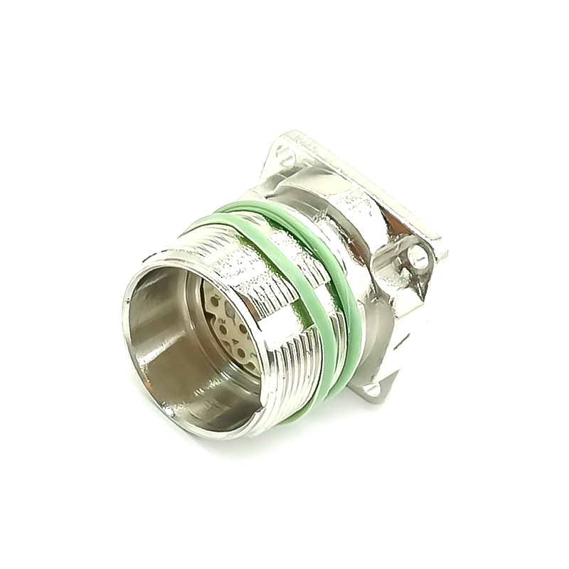 Elecbee M623 17 Pin Straight Male Connector 4 Hole Flange Waterproof Connector Shield Crimp Type for Cable