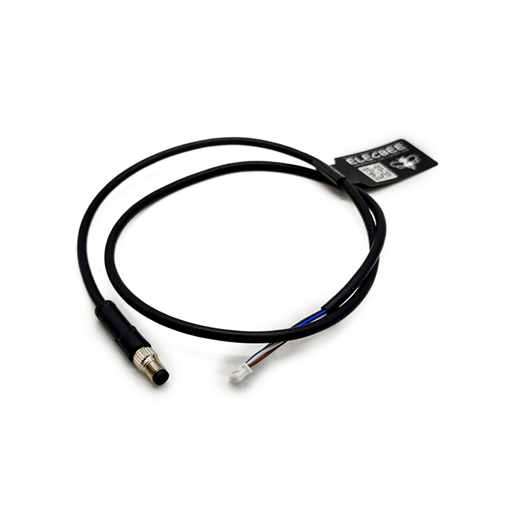 Elecbee M5 Connector To  Connector M5 4Pin Overmould Male Plug To 4Pin  Connector Waterproof Non-Shield With 50CM 26AWG Wire