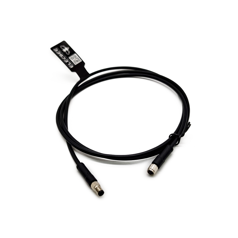 Elecbee M5 Molding Cable Plug Double Ended Cordset Waterproof Non-Shield M5 4Pin Female Plug To 4Pin Male Plug With 1M 26AWG Wire