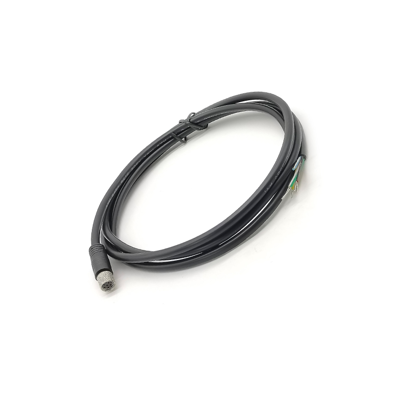 Elecbee M8 6 Pin Female Connector A Coding Waterproof Straight Molding Cable with 1M 24AWG Wire