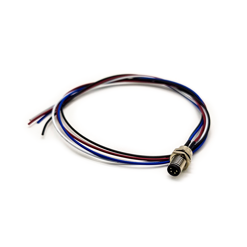 Elecbee M8 Cable Connector 4 Pin Male Solder Type Panel Aviation For Cable 24AWG 0.5M Straight Waterproof