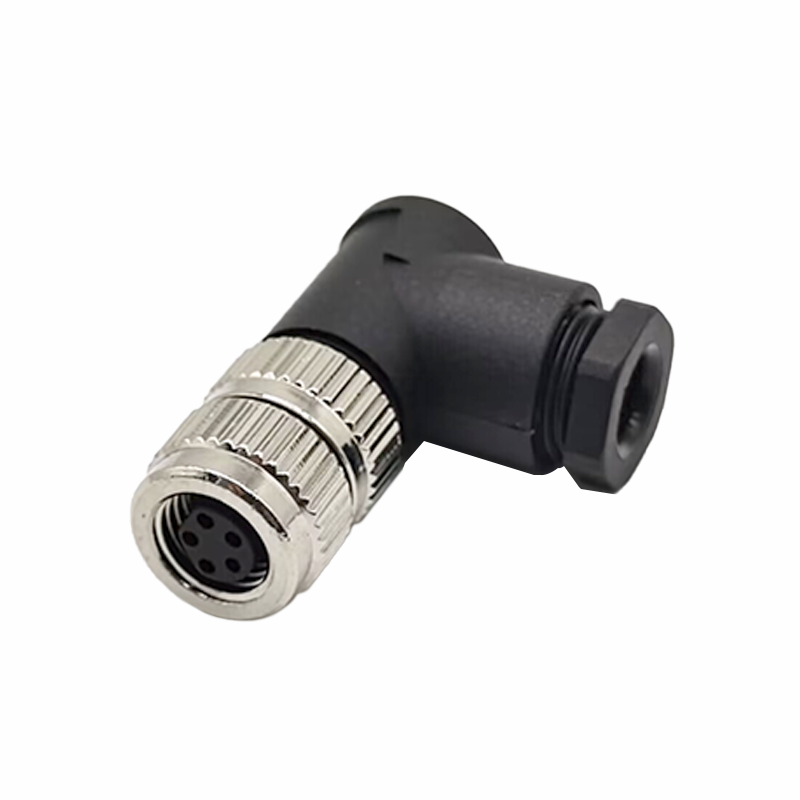 Elecbee Field Wireable M8 5 Pin Female Angled connctor Solder Type B code Waterproof IP67 Assemblely Unshiled