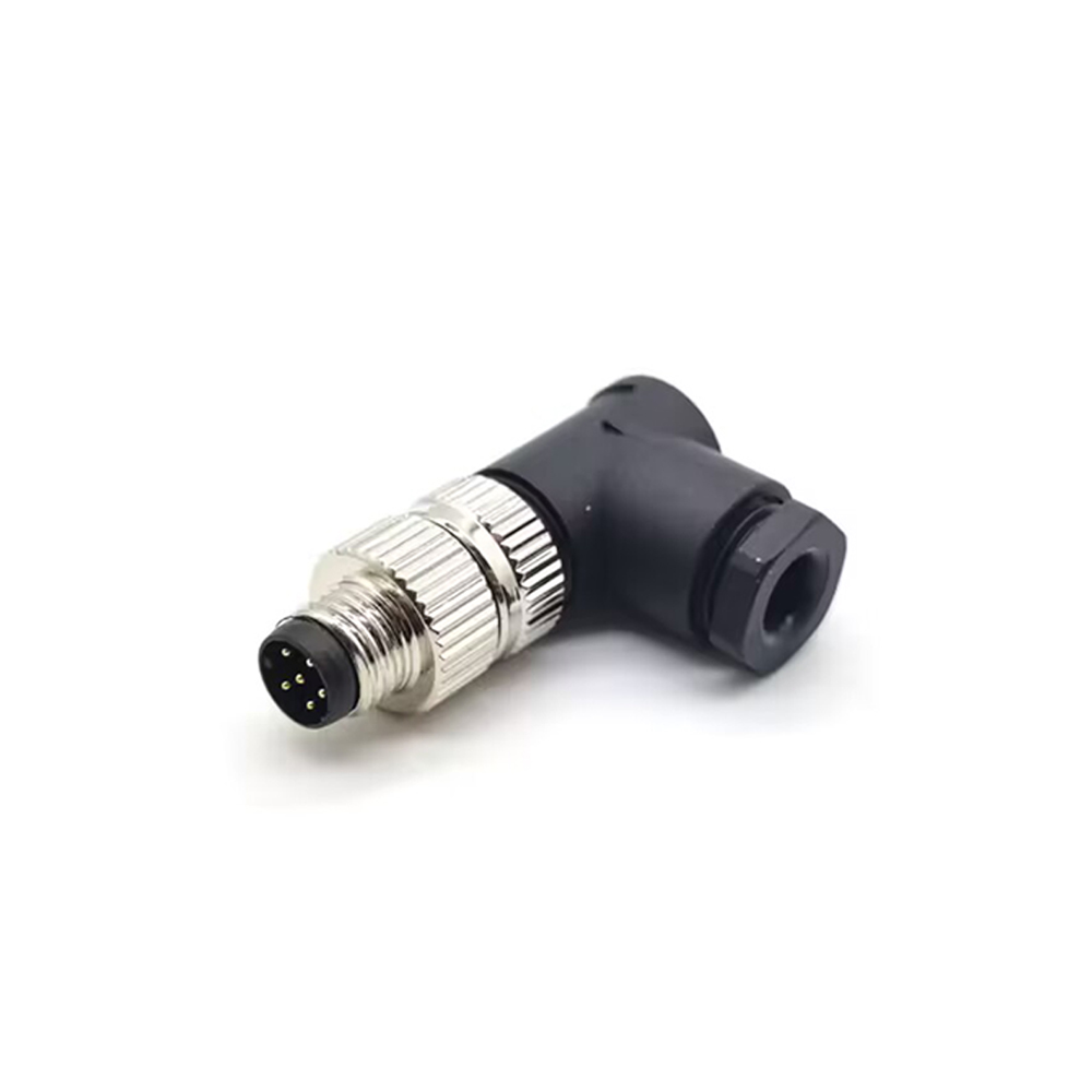 Elecbee M8 5Pin B code Male Field Wireable Connector 90 Degree Solder Cup Terminal Unshiled Connector