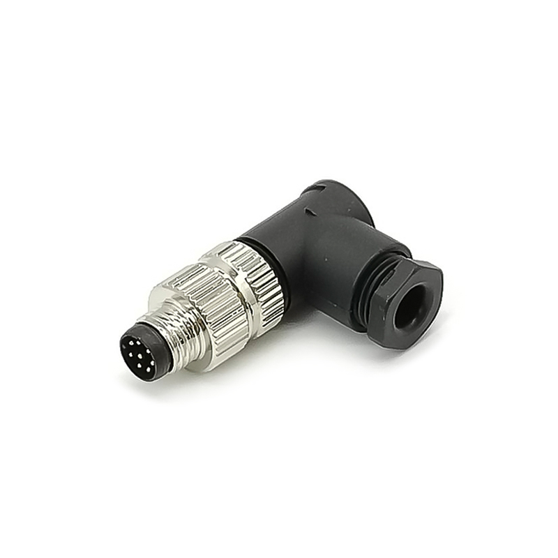 Elecbee M8 8Pin Male Field Wireable Connector Waterproof IP67 90 Degree Solder Cup Terminal Unshiled Connector