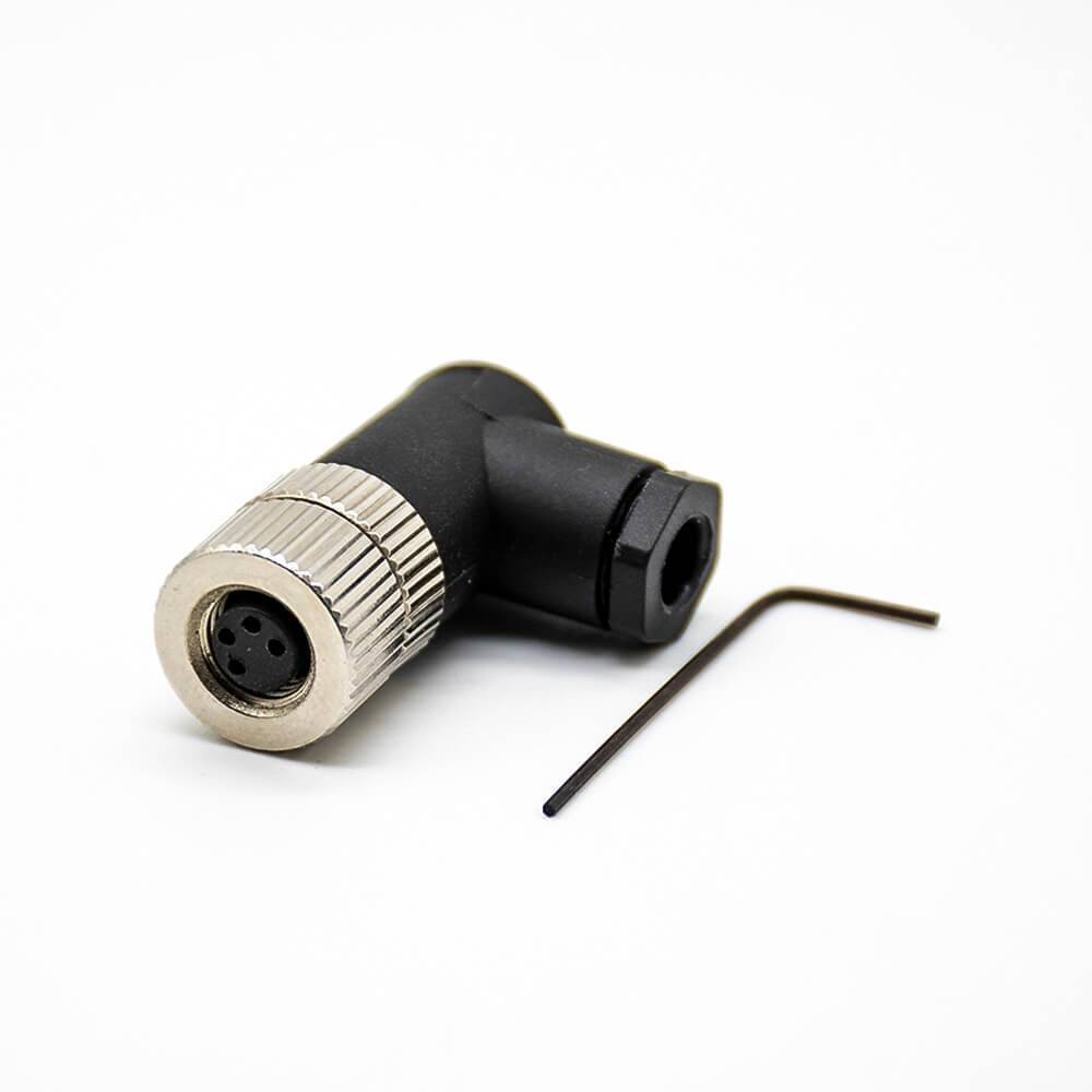 Elecbee M8 Cable Connector Screw Type Connector Right Angle 4 Cores Assemble Cable Female Unshiled Waterproof Plug