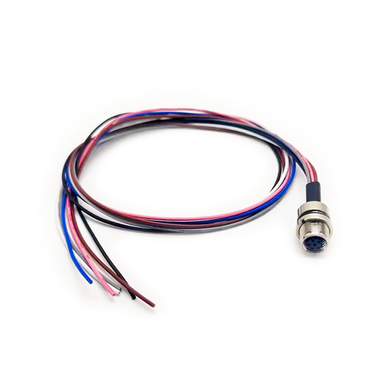 Elecbee M8 6Pin Solder Cable Connector Circular Straight Waterproof A Coding Front Mount Socket With 50CM 26AWG Cable