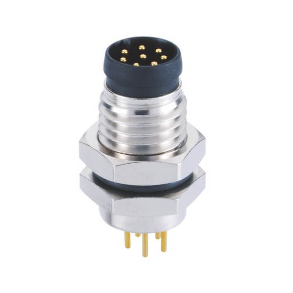 M8 PCB Socket Connector A Coding Front Mount M8 8Pin Male Panel Receptacles