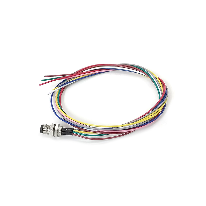 Elecbee Sensor M8 Female Back Mount Cable Connector A Coding Straight Waterproof 8Pin Solder Type With 1M 26AWG Wire