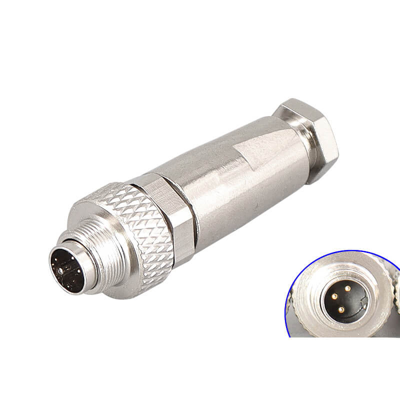 Elecbee Cable Waterproof Connector M9 Male Straight Metal 3pin Field Wireable Shield Solder Type for Cable