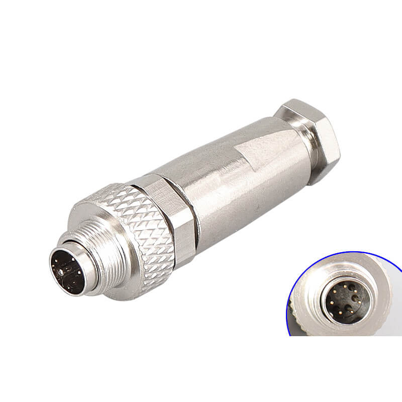 Elecbee Cable Waterproof Connector M9 Male Straight Metal 7pin Field Wireable Shield Solder Type for Cable