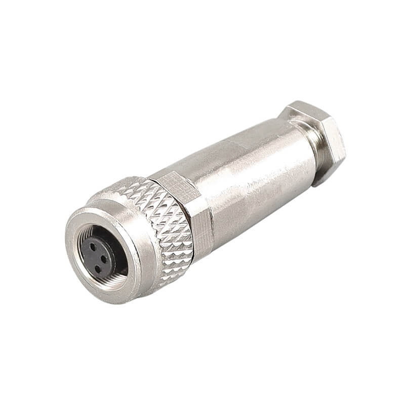 Elecbee M9 Connector Metal Straight Female 3pin Wireable Waterproof Shield Connector Solder Contacts