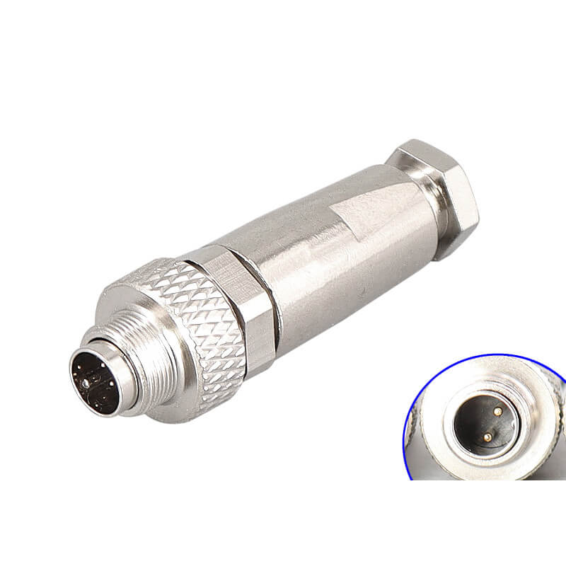 Elecbee M9 male straight cable plug 2pin waterproof ip67 industrial connector shield solder type for cable