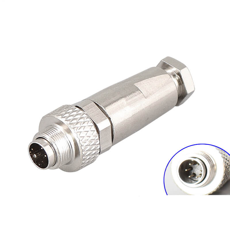 Elecbee M9 male straight cable plug 6pin waterproof ip67 industrial connector shield solder type for cable